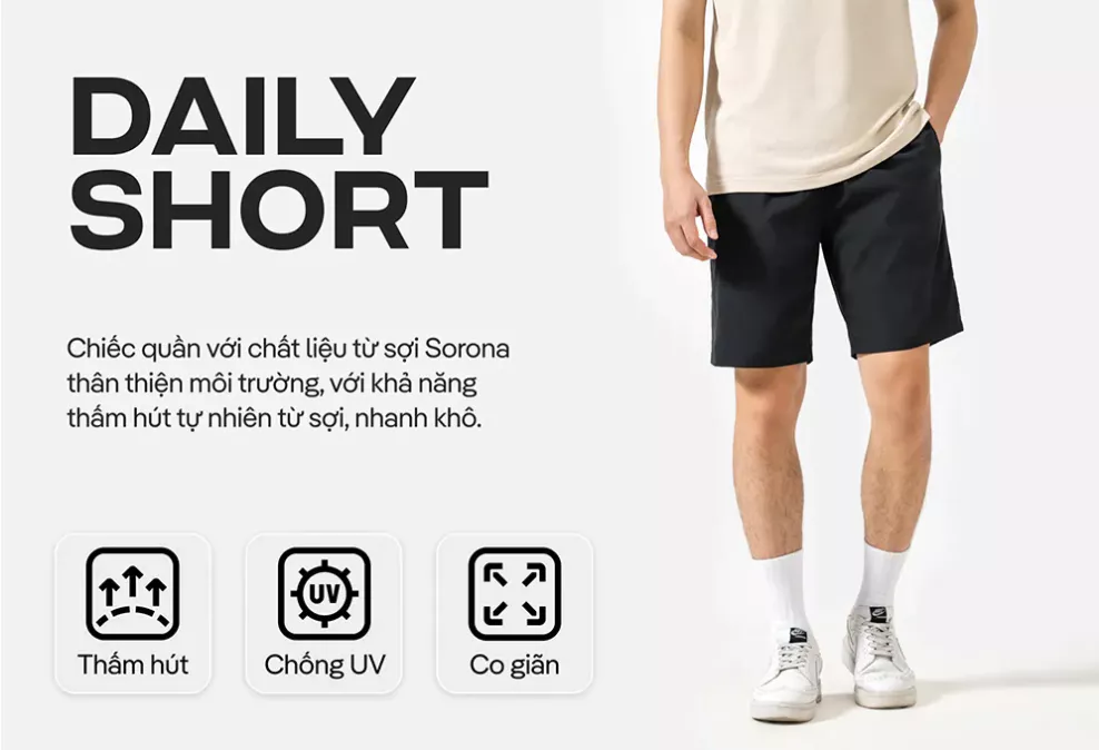 [MUA 2 GIẢM 5%]Quần thể thao nam Daily Short có khoá kéo năng động Coolmate