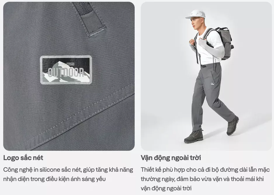 Quần dài Outdoor Function Pants có đai túi khoá đa năng co giãn, quần leo núi trekking Coolmate