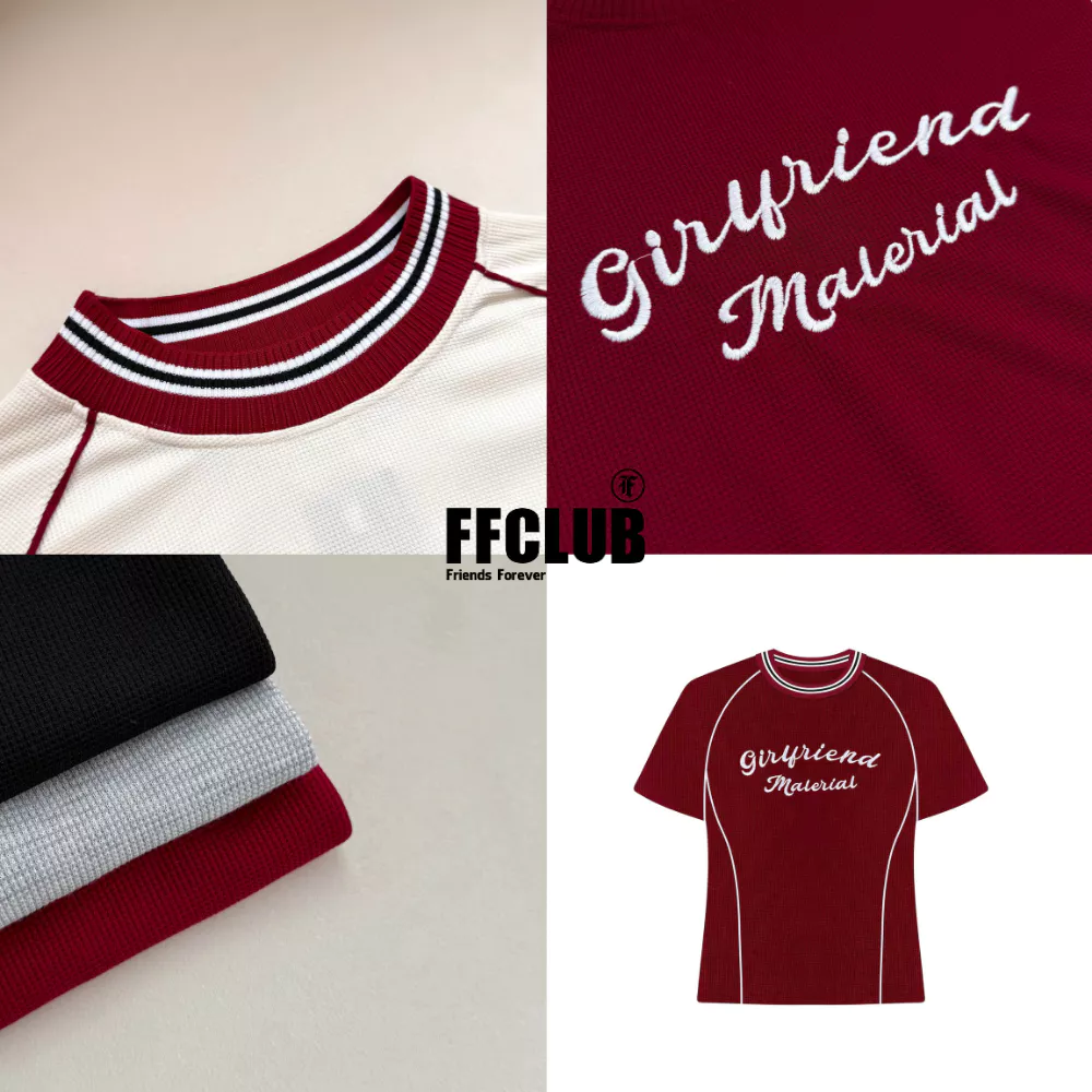 Áo Babytee Vải waffle thêu Girlfiren thoáng mát FFCLUB