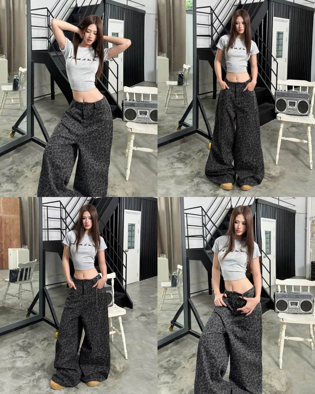 𝐊𝐈𝐋𝐋 𝐒𝐘𝐒𝐓𝐄𝐌 - Quần dài kaki ống rộng da beo SoHo
