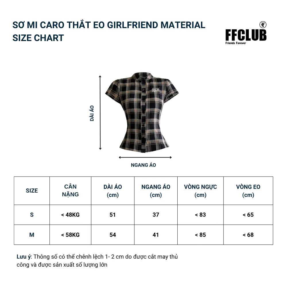 [XÃ KHO] Áo sơ mi Caro chiết eo ôm tôn dáng đằng sau Thêu GIRL FRIEND FFCLUB