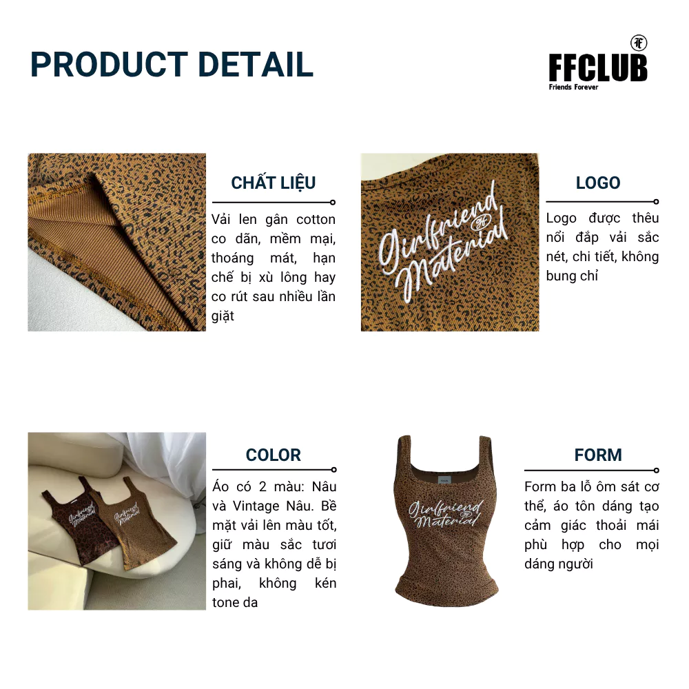 SET TANKTOP DA BEO 2 DÂY CỔ VUÔNG LOGO THÊU GIRL FRIEND FFCLUB MIX