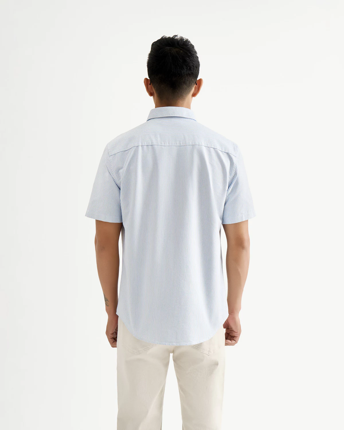 [UP TO 20%++] Áo Sơ Mi Nam Tay Ngắn Vải Cotton Họa Tiết Sọc Dọc Form Fitted - Routine 10S25SHS021
