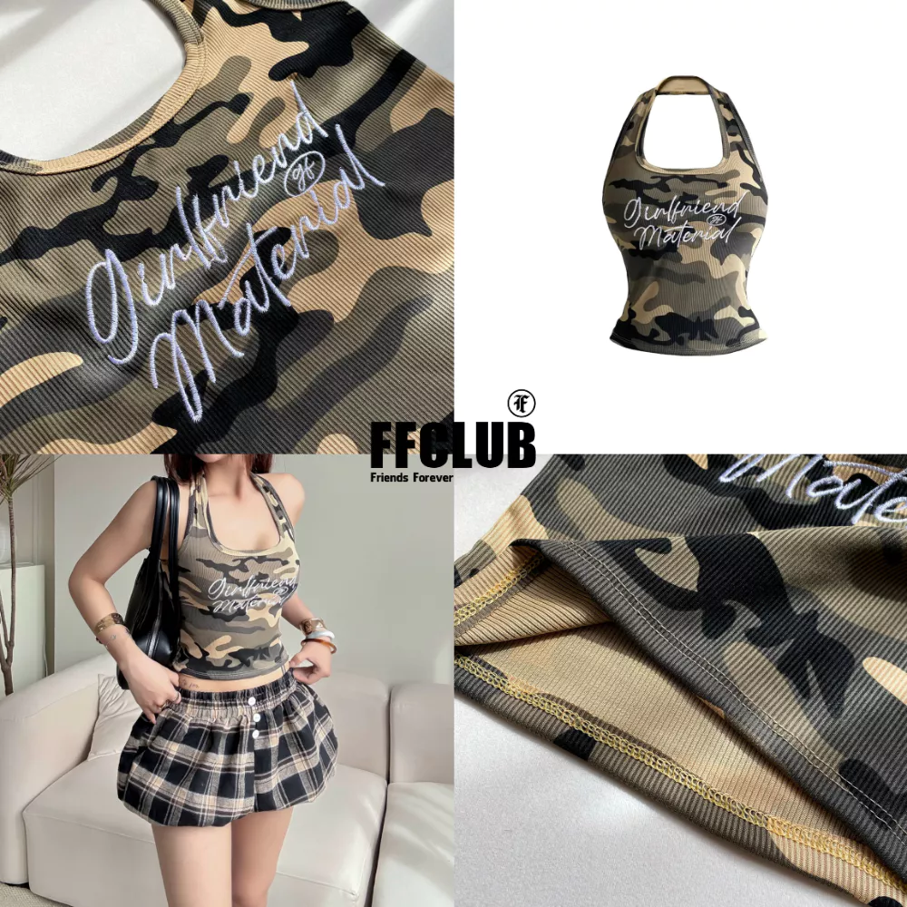 TANKTOP CỔ YẾM CAMO LOGO THÊU GIRL FRIEND FFCLUB
