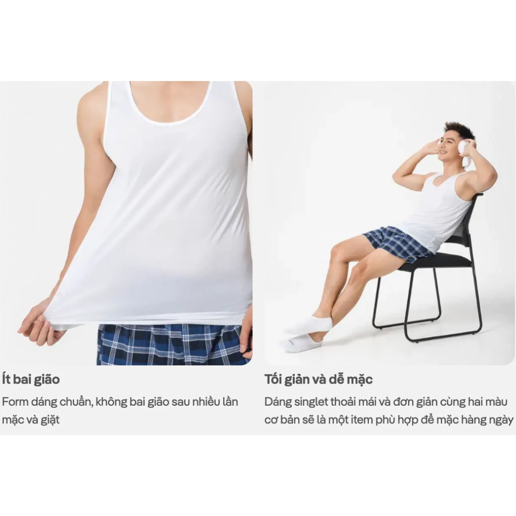 Combo 2 Áo Ba Lỗ Nam Mặc Trong Thoáng Khí, Excool Coolmate