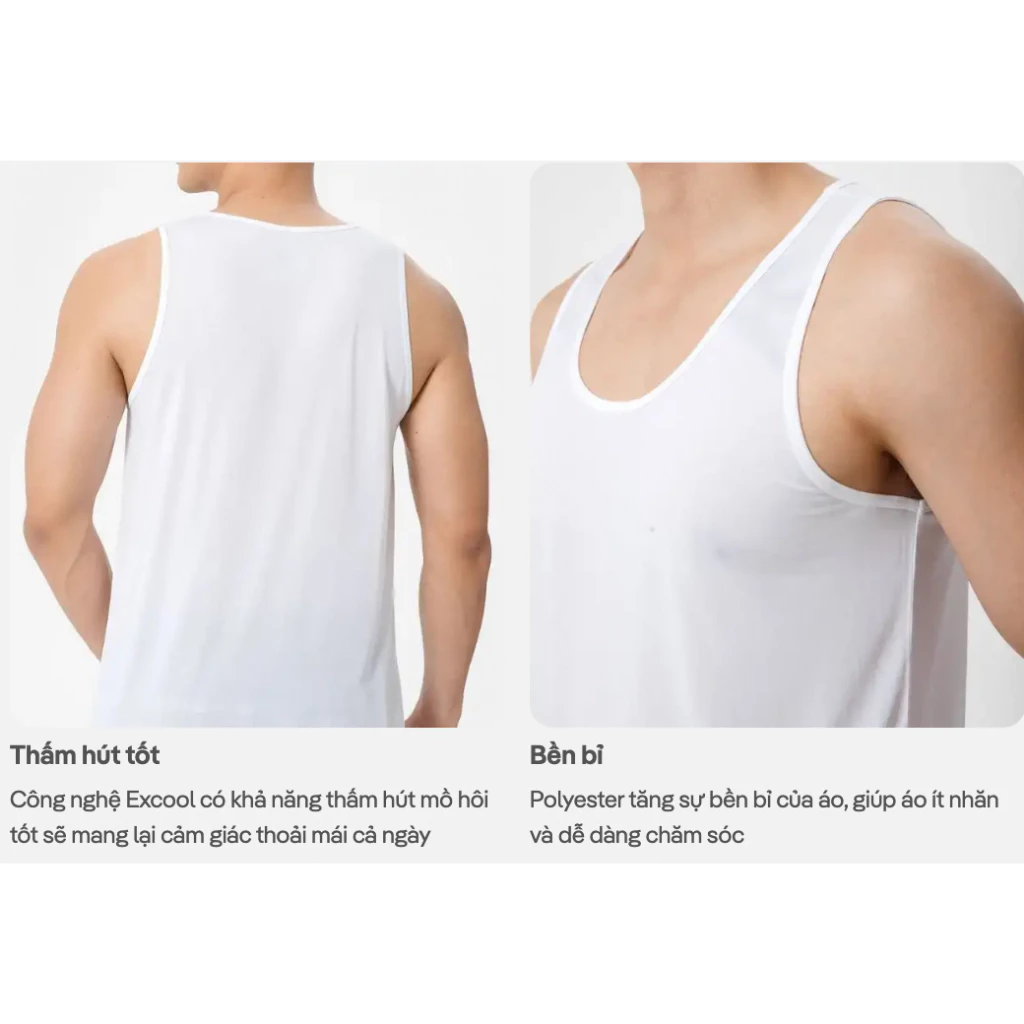 Combo 2 Áo Ba Lỗ Nam Mặc Trong Thoáng Khí, Excool Coolmate