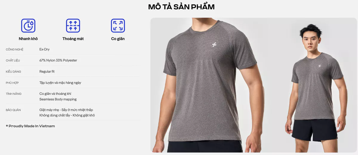 Set thể thao nam Áo Tshirt Training Seamless Body Mapping Quần Shorts 7 inch đa năng Coolmate