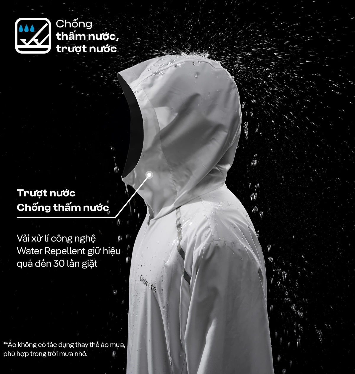 Áo khoác Daily Wear trượt nước chống UV, áo khoác bốn mùa siêu nhẹ có mũ đa năng mặc hàng ngày leo núi trekking Coolmate
