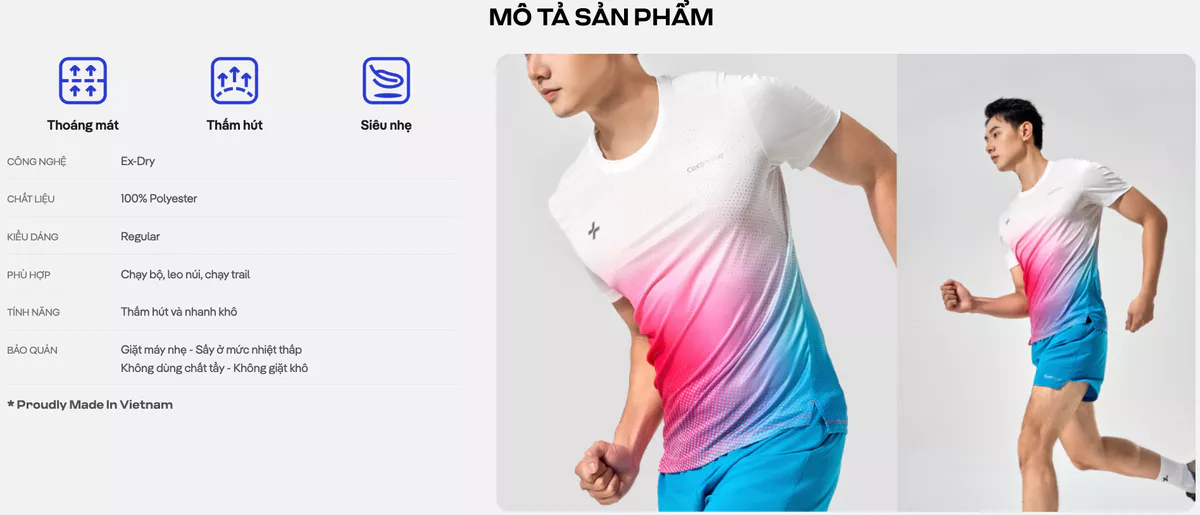 Combo 2 Áo thun thể thao chạy bộ AirRush Gradient thấm hút tốt thoáng khí Coolmate