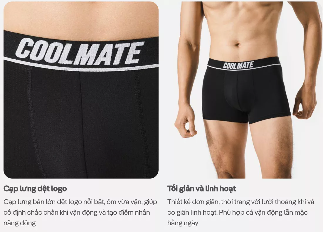 Combo 3 Quần Lót Nam Trunk Active Mesh Thoáng mát, Co giãn, Nhanh Khô - Coolmate