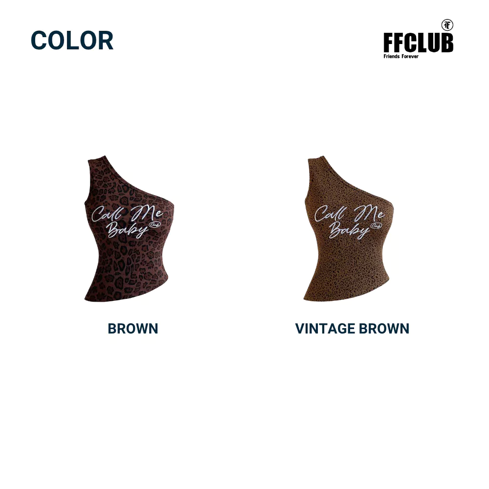 TANKTOP LỆCH VAI DA BEO LOGO THÊU CALL ME BABY FFCLUB MIX