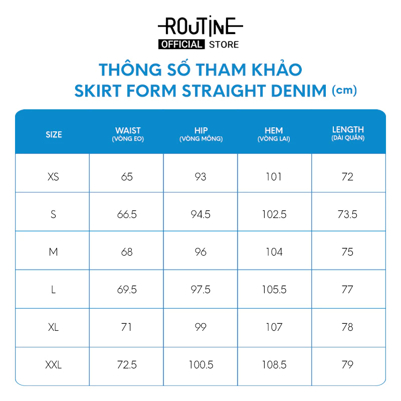 Chân Váy Denim Nữ Xẻ Lệch Form Straight - Routine 10S25DSKW004