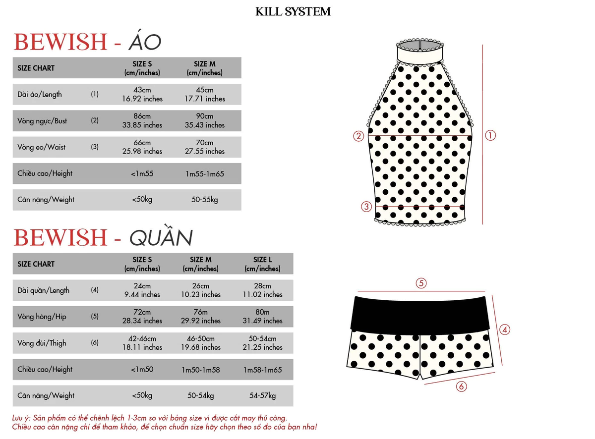 Set áo yếm chấm bi và quần chấm bi cạp trễ gập eo tôn dáng BEWISH - 𝐊𝐈𝐋𝐋 𝐒𝐘𝐒𝐓𝐄𝐌