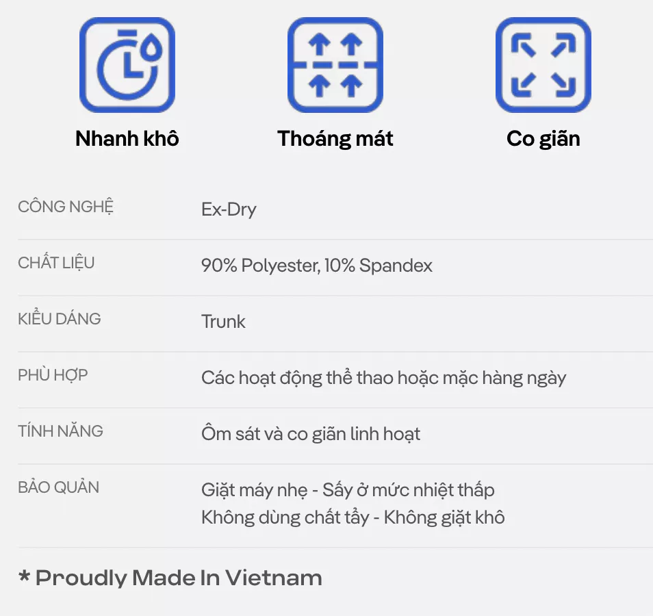 Combo 3 Quần Lót Nam Trunk Active Mesh Thoáng mát, Co giãn, Nhanh Khô - Coolmate