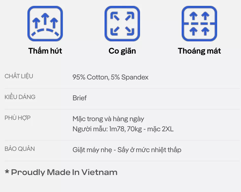 Quần lót nam Trunk Cotton Compact co giãn, mềm mại, thấm hút tốt Coolmate
