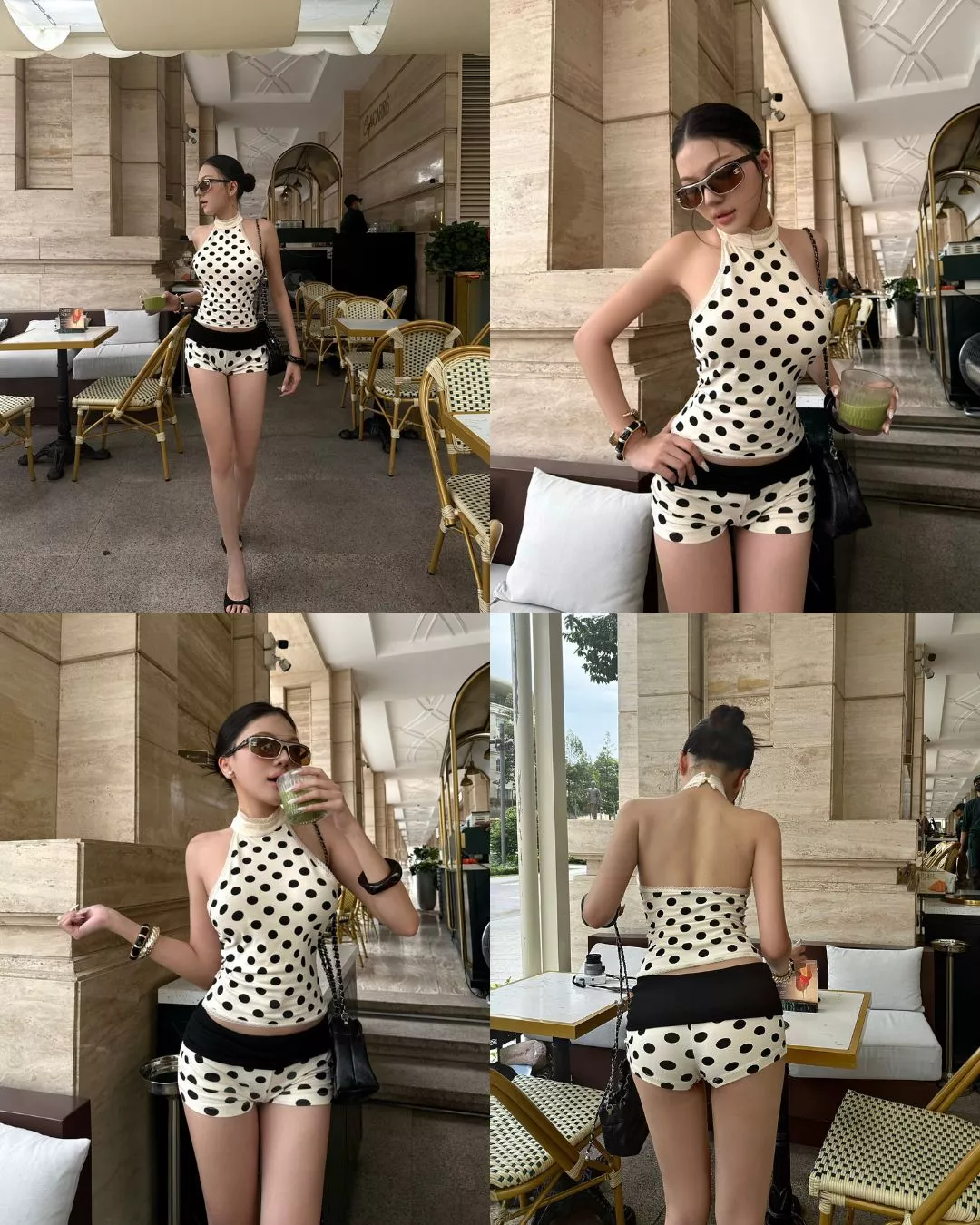 Set áo yếm chấm bi và quần chấm bi cạp trễ gập eo tôn dáng BEWISH - 𝐊𝐈𝐋𝐋 𝐒𝐘𝐒𝐓𝐄𝐌