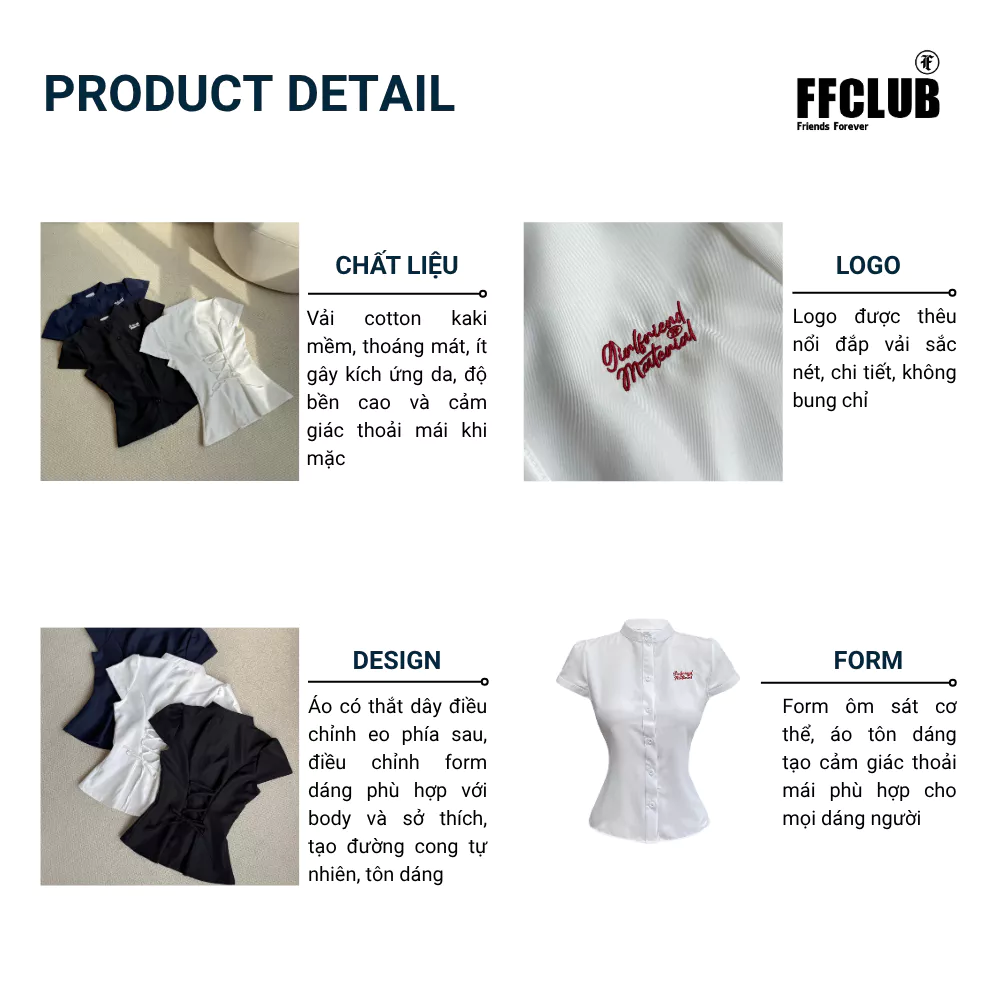Áo Sơ Mi thêu logo GIRLFRIEND có thắt eo FFCLUB