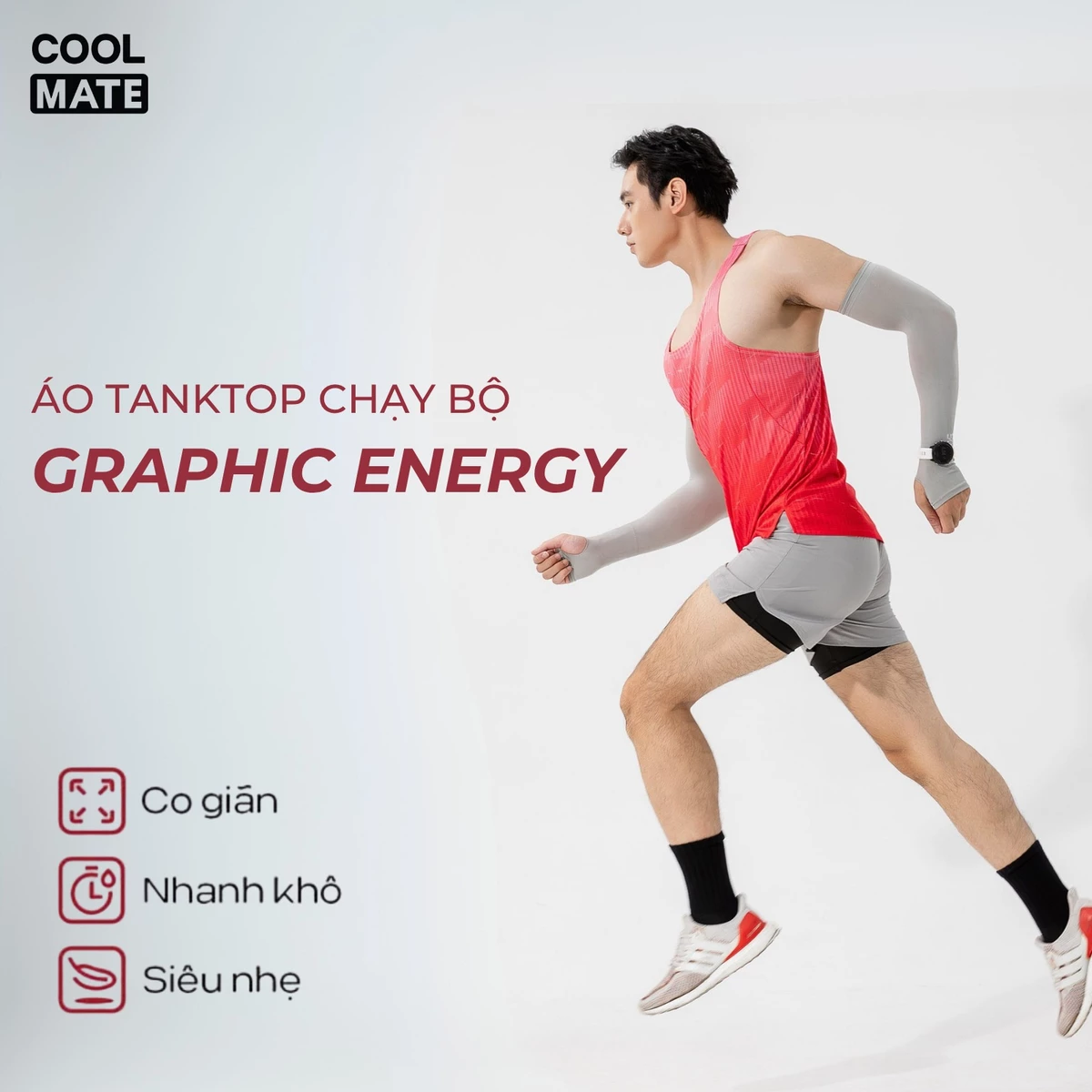 [MUA 2 GIẢM 5%]Áo Singlet chạy bộ Graphic Energy áo thể thao running thoáng khí thấm hút tốt Coolmate