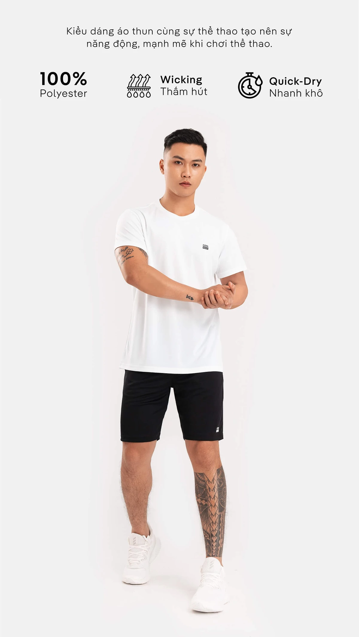 Set thể thao Áo thun Promax và Shorts 5inch Essentials thoáng khí set tập Gym đa năng Coolmate