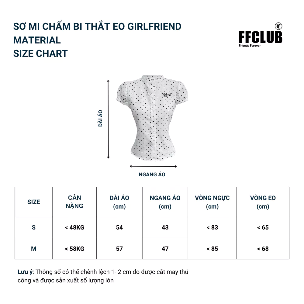 Áo Sơ mi Chiết eo Chấm bi logo GIRLFRIEND FFCLUB