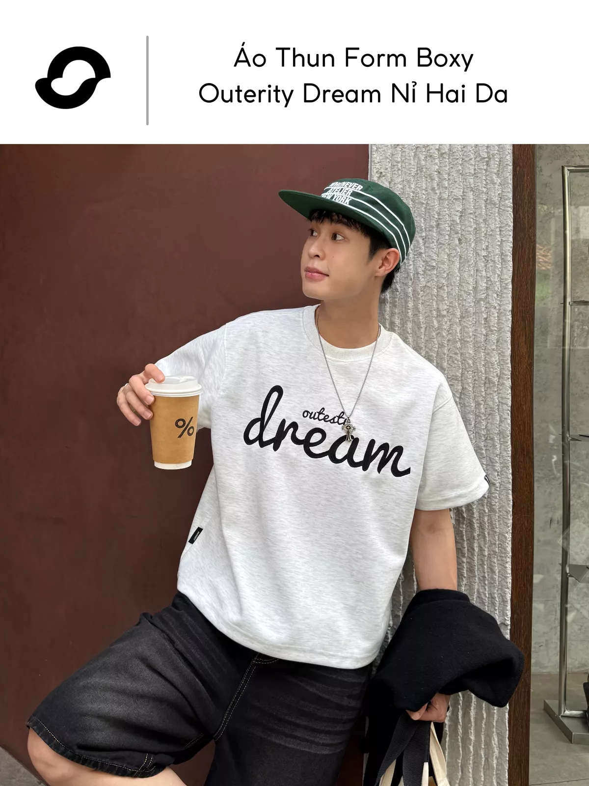 Áo Thun Form Boxy Outerity Dream Nỉ Hai Da Cổ Tròn Unisex Local Brand / Dreamer Collection