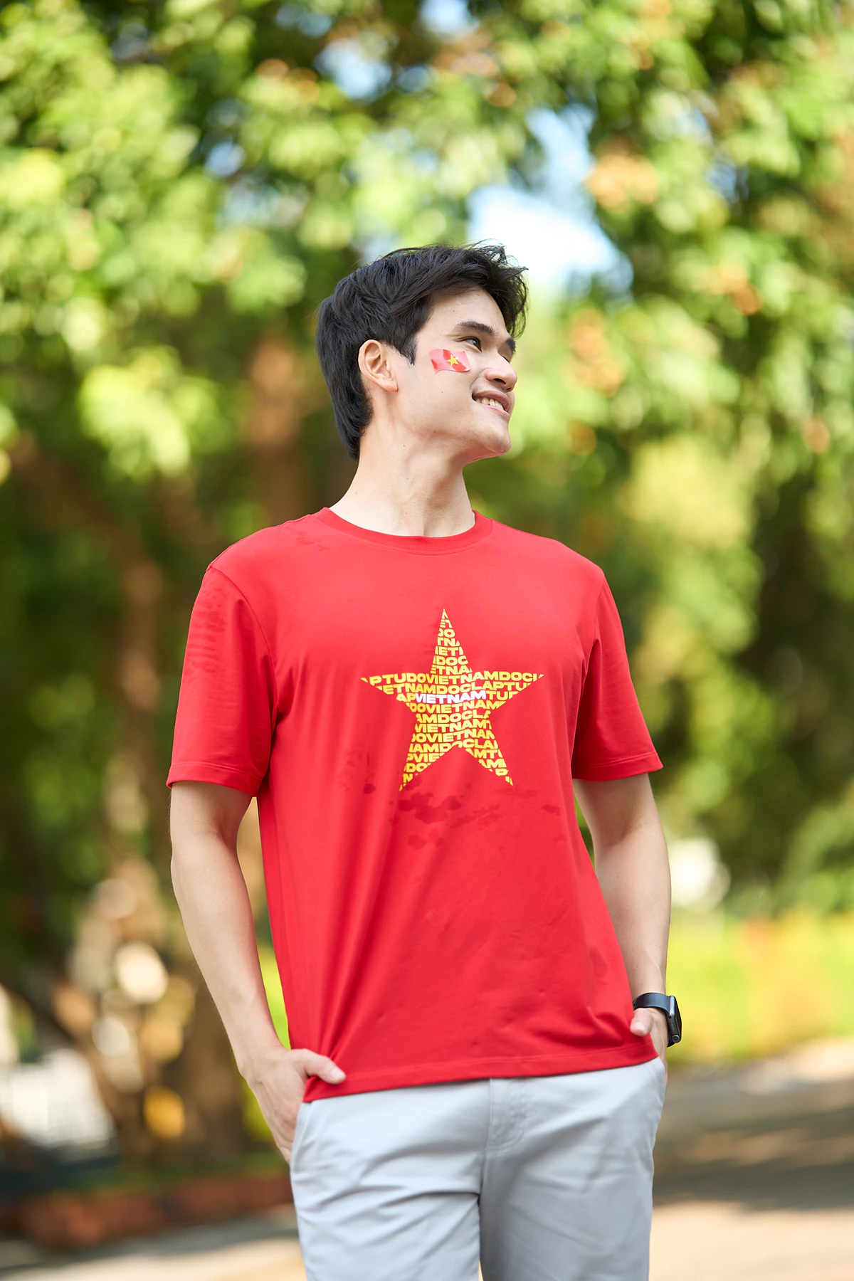 Áo Thun Unisex Cờ Đỏ Sao Vàng In Typography 5S FASHION Chất Cotton Mát, Thấm Hút U0ATS26054