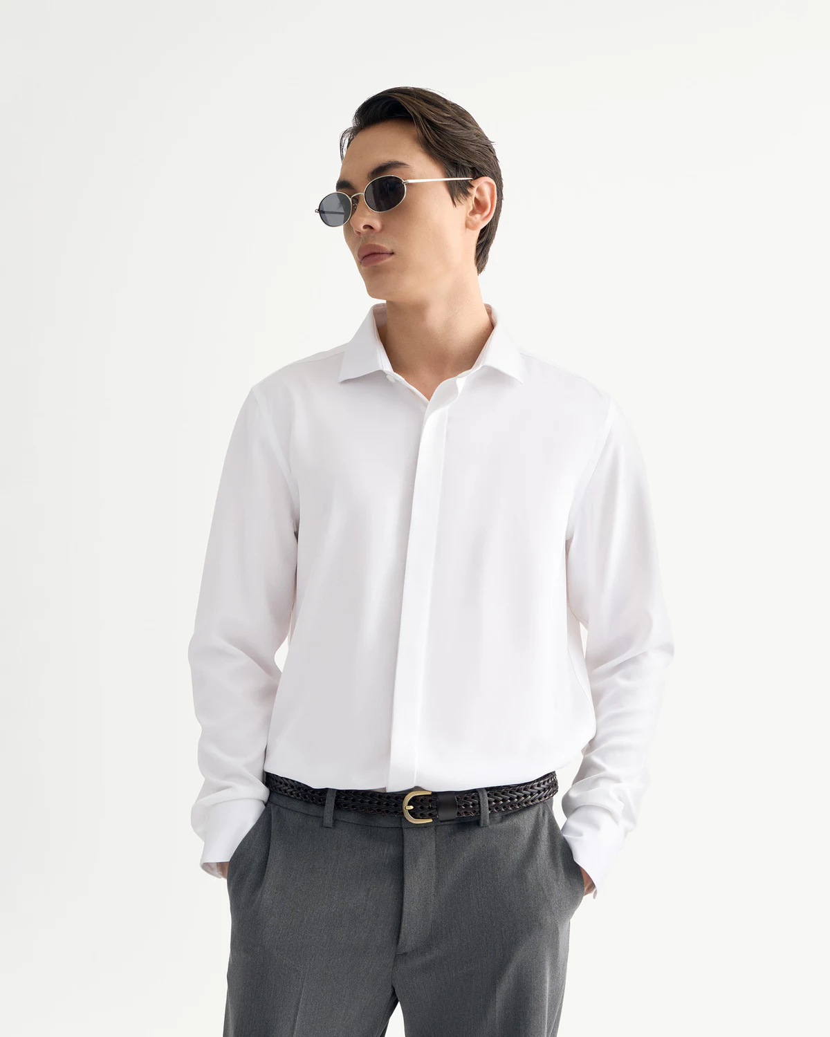 [UP TO 20%++] Áo Sơ Mi Nam Tay Dài Trơn Form Fitted - Routine 10S25SHL004