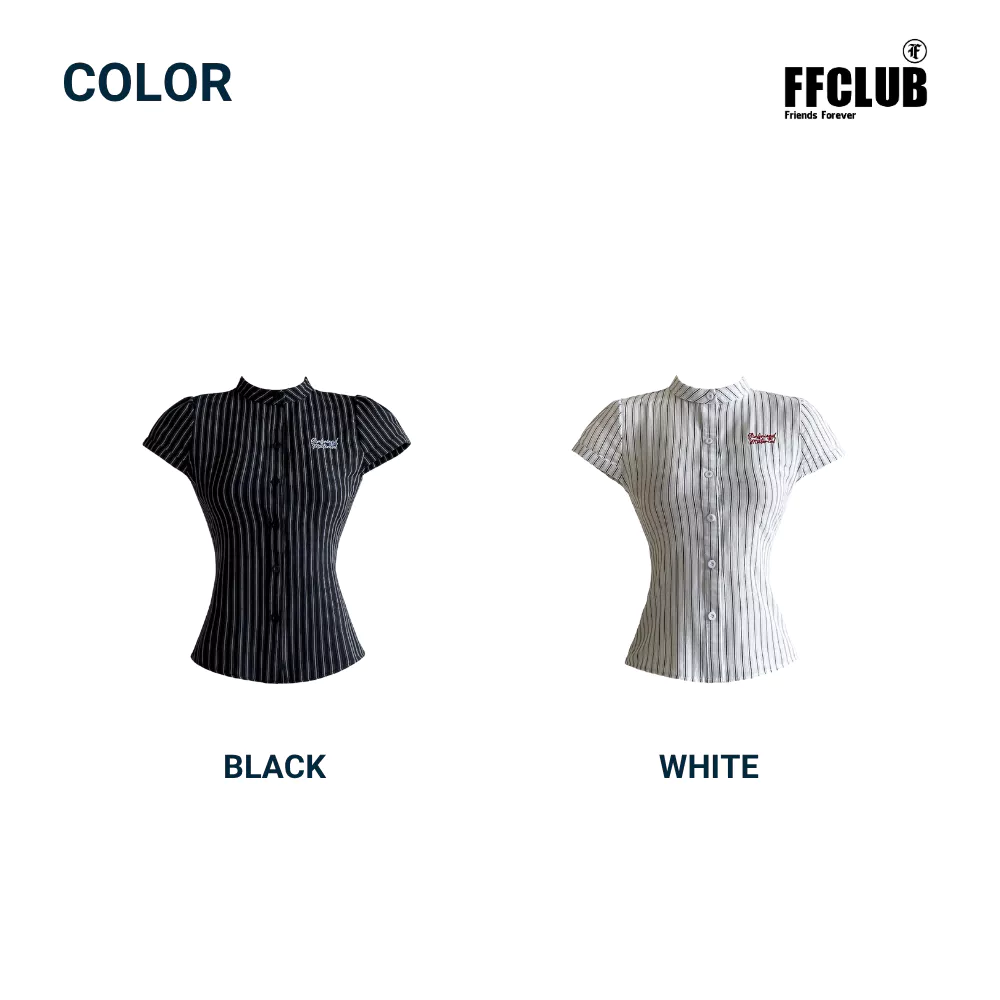 ÁO SƠ MI LINEN LOGO THÊU GIRL FRIEND CÓ DÂY THẮT EO PHÍA SAU KẺ SỌC FFCLUB MIX