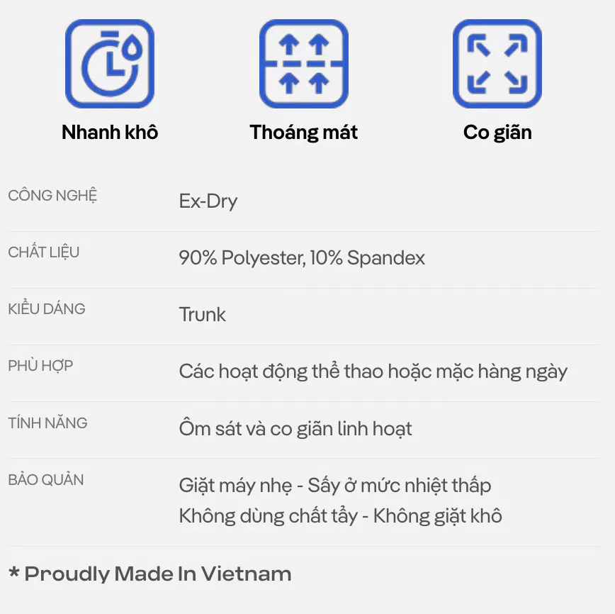 [MUA 3 TẶNG 1 QUẦN LÓT BẤT KÌ]Combo 3 Quần Lót Nam dáng Trunk AirMesh II co giãn, thoáng mát, nhanh khô  Coolmate