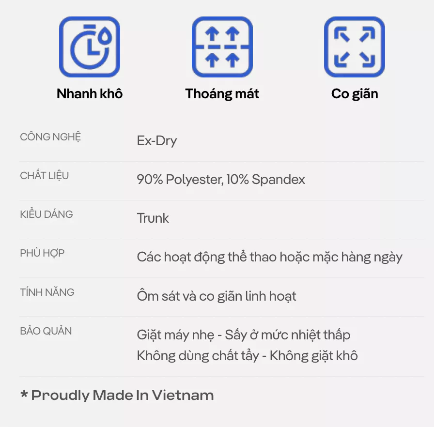 [MUA 3 TẶNG 1 QUẦN LÓT BẤT KÌ]Combo 3 Quần Lót Nam dáng Trunk AirMesh co giãn, thoáng mát, nhanh khô Coolmate