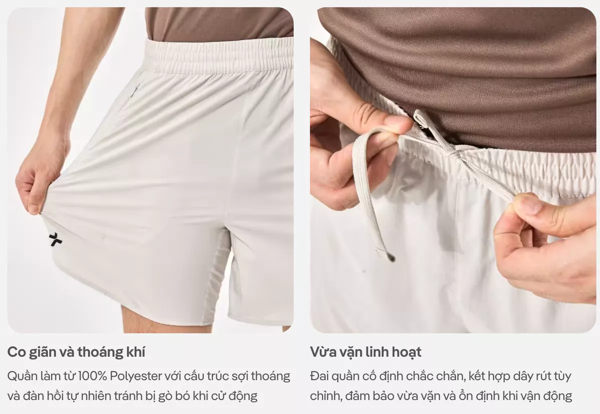 Quần short nam thể thao chạy bộ, tập Gym, Pickleball độ dài 6 inch zipped có túi kéo khoá Coolmate