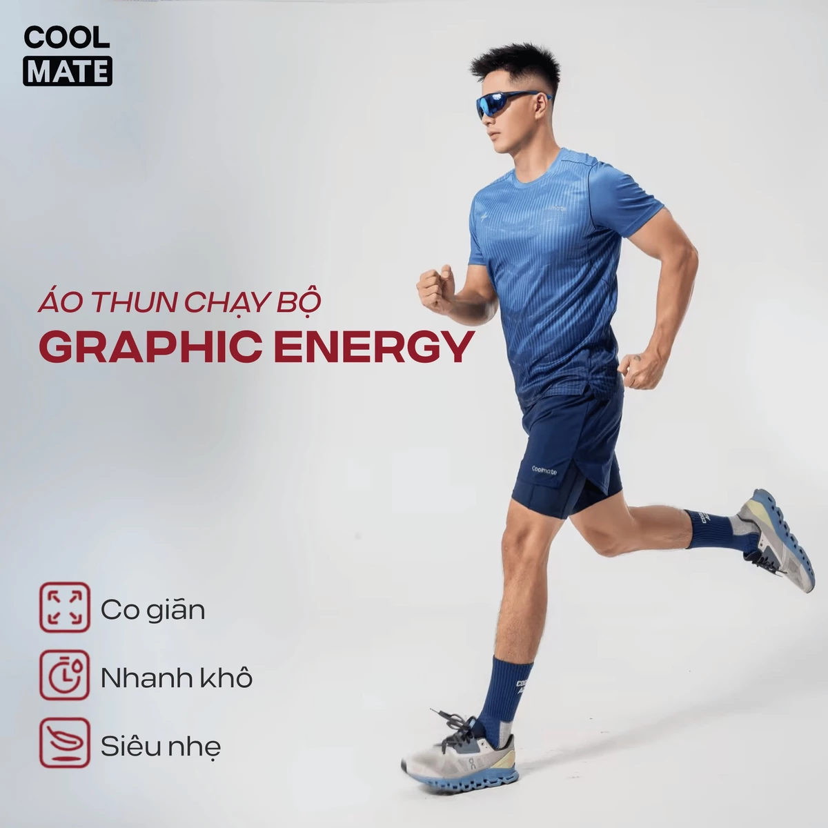 Áo thun nam Tshirt chạy bộ Graphic Energy áo thể thao running thoáng khí thấm hút tốt Coolmate