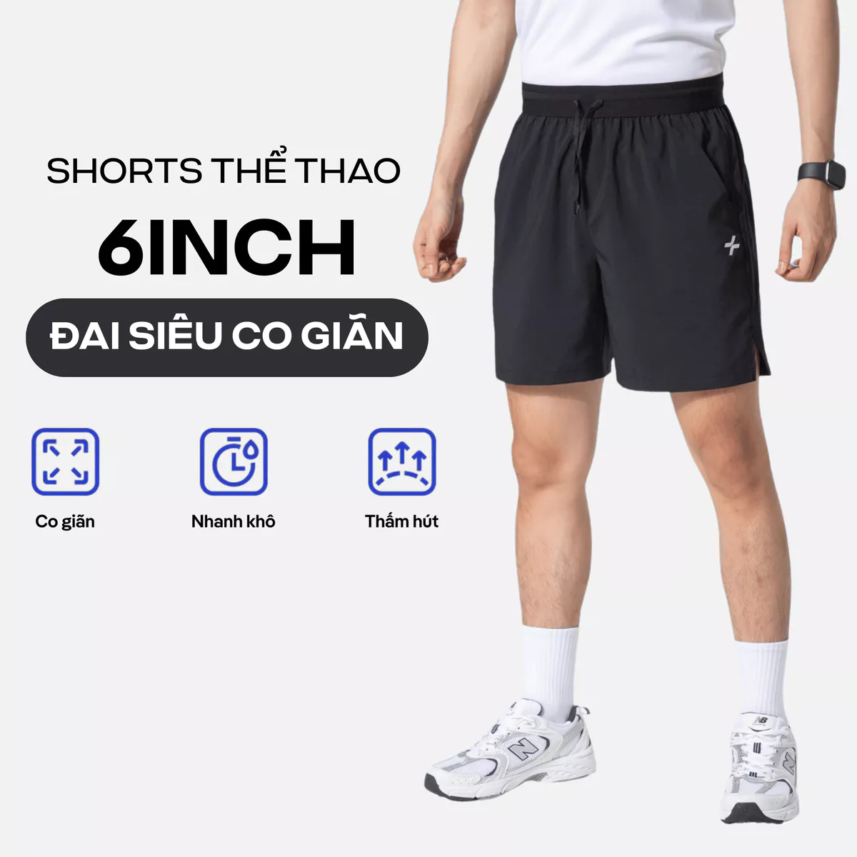 Quần shorts thể thao 6 inch đai siêu co giãn, thoáng khí, quần đùi đa năng Pickleball Coolmate