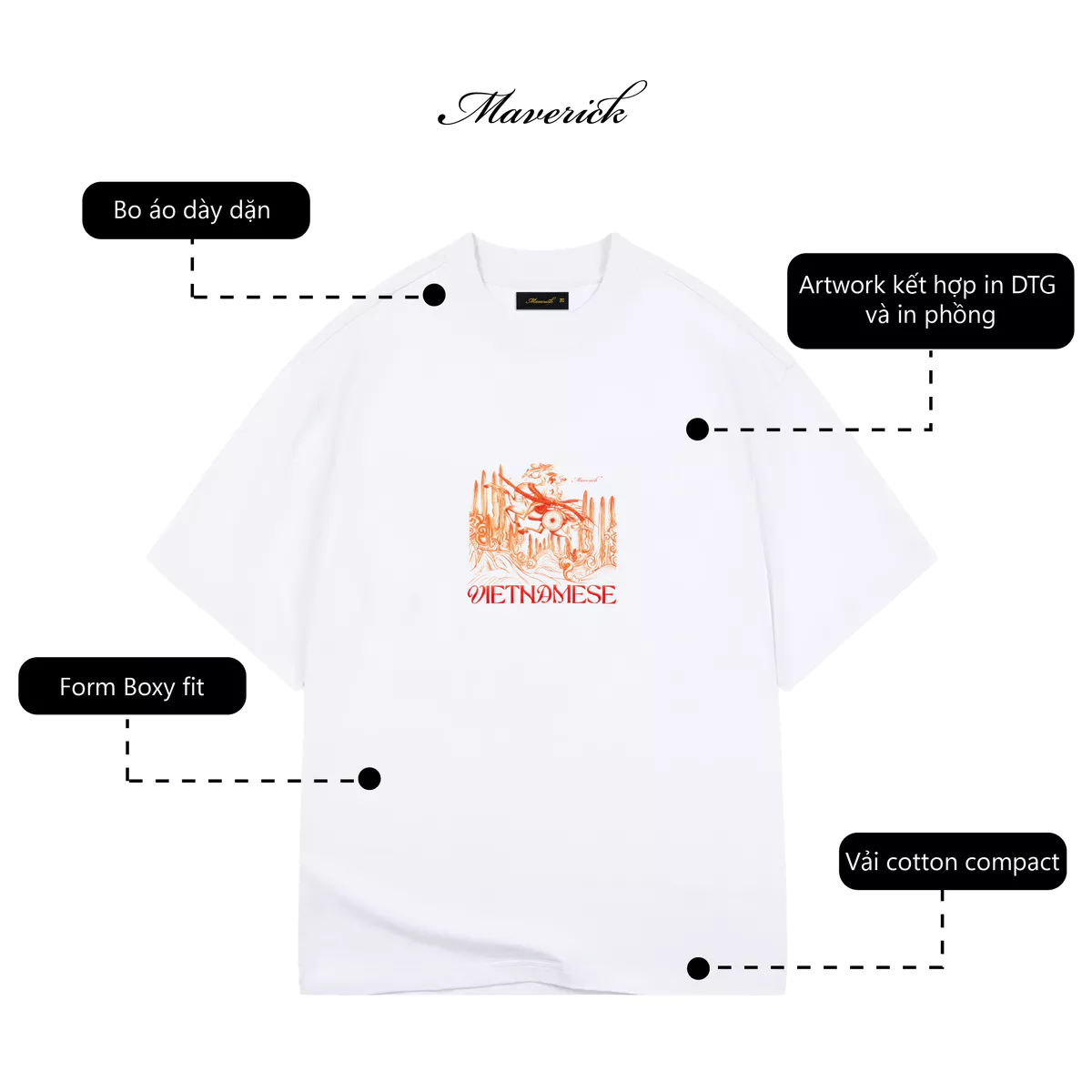 Áo Thun MVRK Thánh Gióng Việt Nam Form Boxy 250 GSM 100% Cotton Style Basic