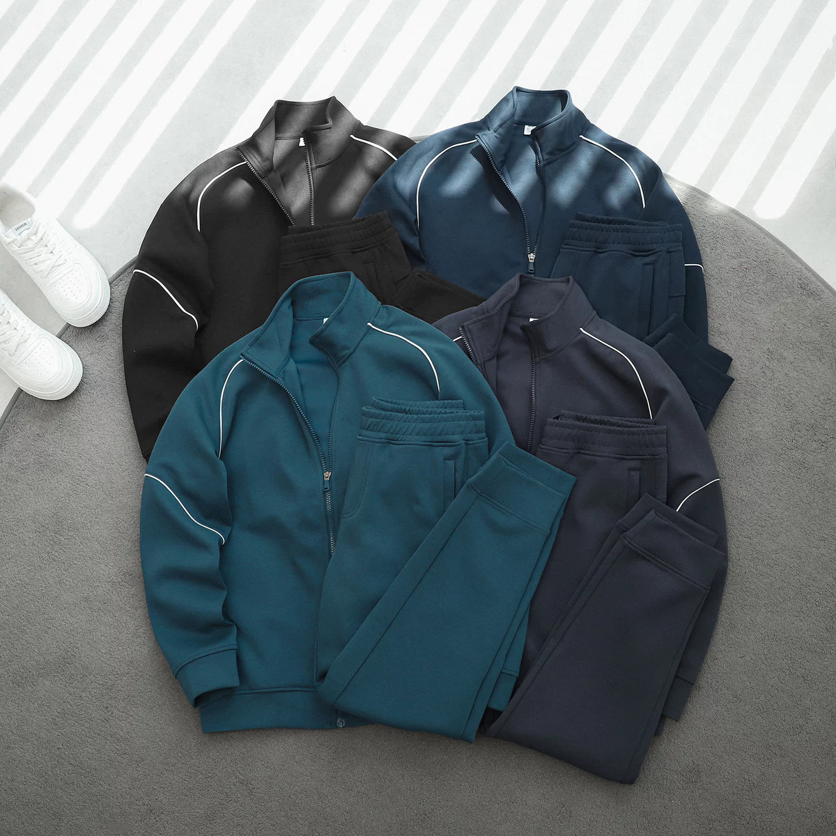 Quần Áo Nỉ Khóa Nam ZIP-STRIPE S-WARM 5S FASHION Cao Cấp, Phối Line Khỏe Khoắn MBNKR5027
