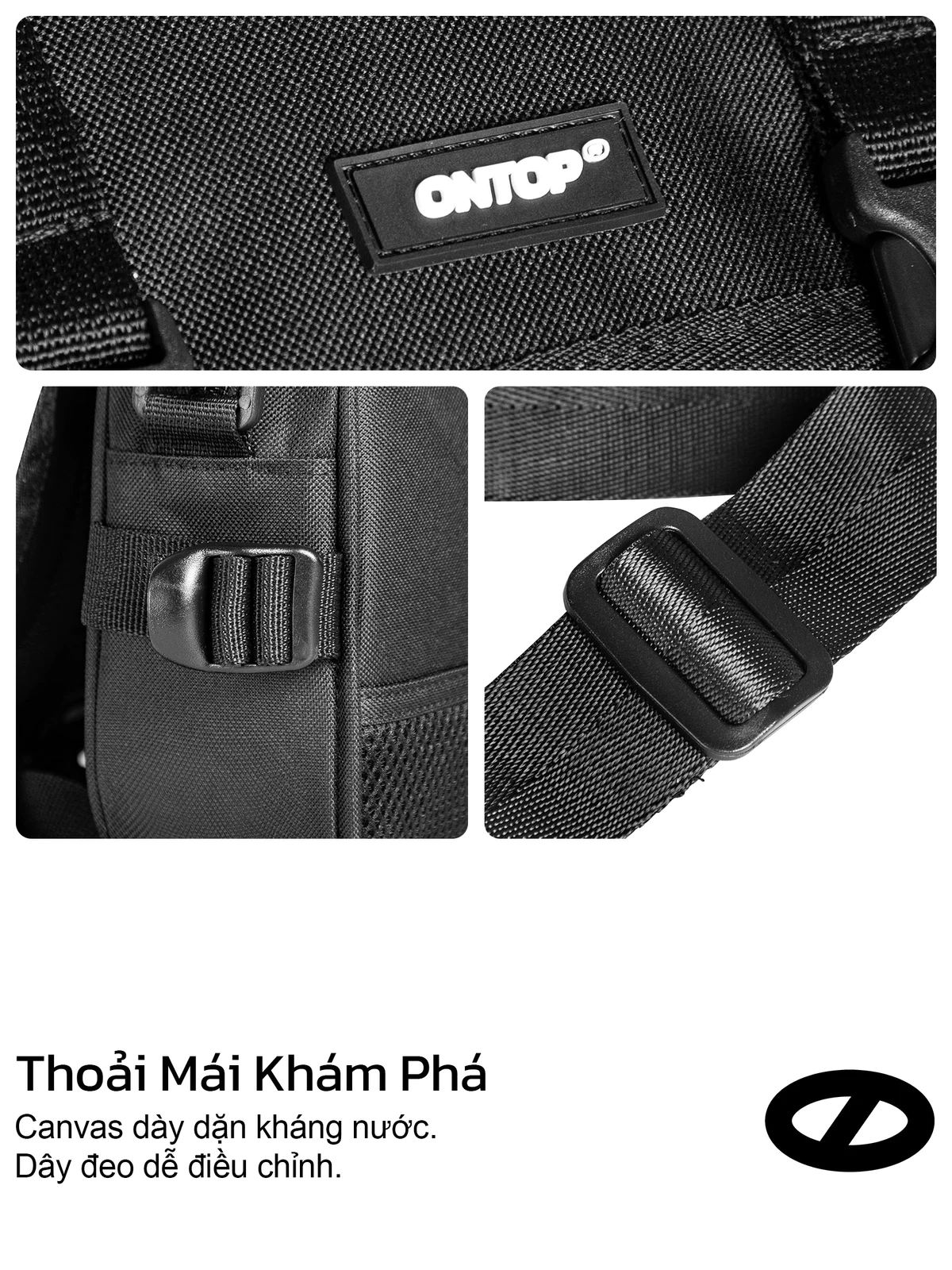 Túi đeo chéo phối lưới vải canvas ONTOP có nắp đậy và khóa bảo vệ Snap Buckles Pocket | O-B78