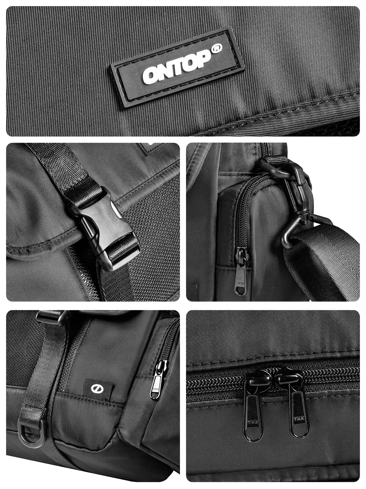 Túi messenger đeo chéo nam nắp gập ONTOP vải dù lạnh phối lưới, khóa cài kép bảo mật Snap Buckles Messenger Bag | O-B80
