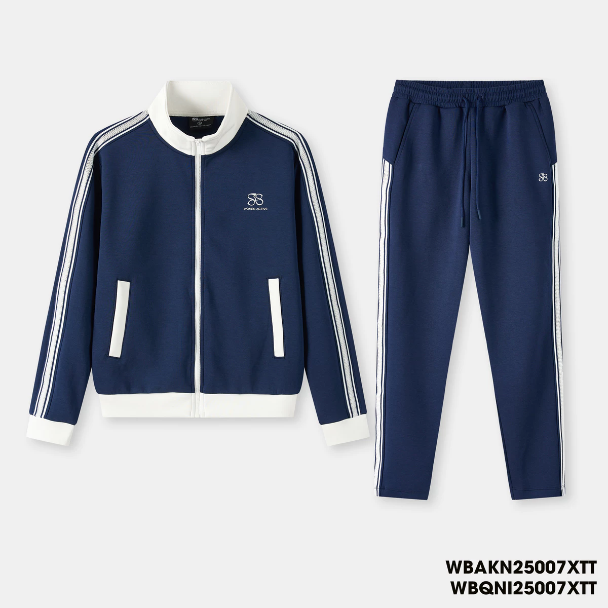 Bộ Nỉ Khóa Nữ 5S Fashion Vải Dày Dặn Thiết Kế Can Phối In Logo Cao Cấp WBNK25007