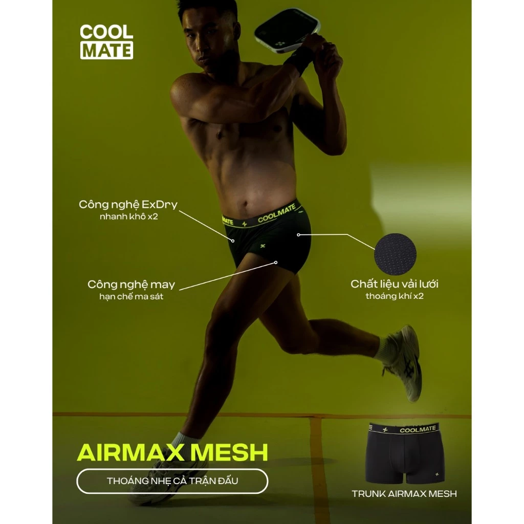 [MUA 5 TẶNG 1]Combo 5 Quần Lót Nam Trunk AirMax Mesh Thoáng mát, Nhanh Khô, Co giãn - Coolmate