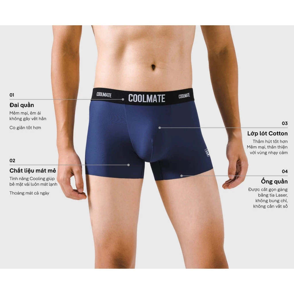 [MUA 3 TẶNG 1 QUẦN LÓT BẤT KÌ]Combo 3 quần lót Excool siêu mát, thoáng khí, nhanh khô Coolmate