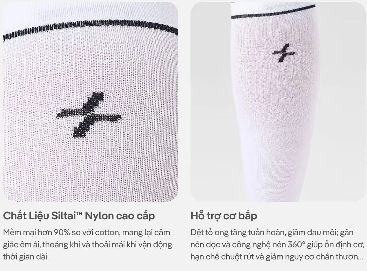 Tất ống đồng bóng đá, chạy bộ, trail hỗ trợ vận động, co giãn thoáng khí, Bó chân Essential Coolmate