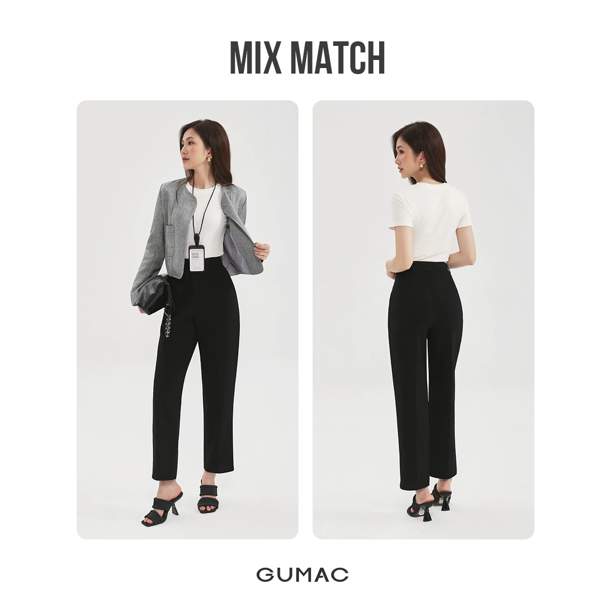 [MUA 2 GIẢM 80K] Quần Tây Nữ Ống Đứng 91cm GUMAC Quần Baggy Công Sở Lưng Cao Bigsize Cài Khuy Chất Tuyết Mưa LQE0819