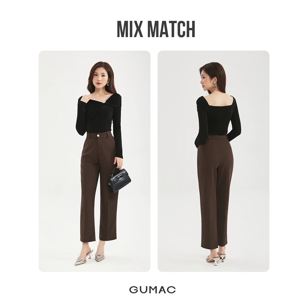 [MUA 2 GIẢM 80K] Quần Tây Nữ Ống Đứng 91cm GUMAC Quần Baggy Công Sở Lưng Cao Bigsize Cài Khuy Chất Tuyết Mưa LQE0819