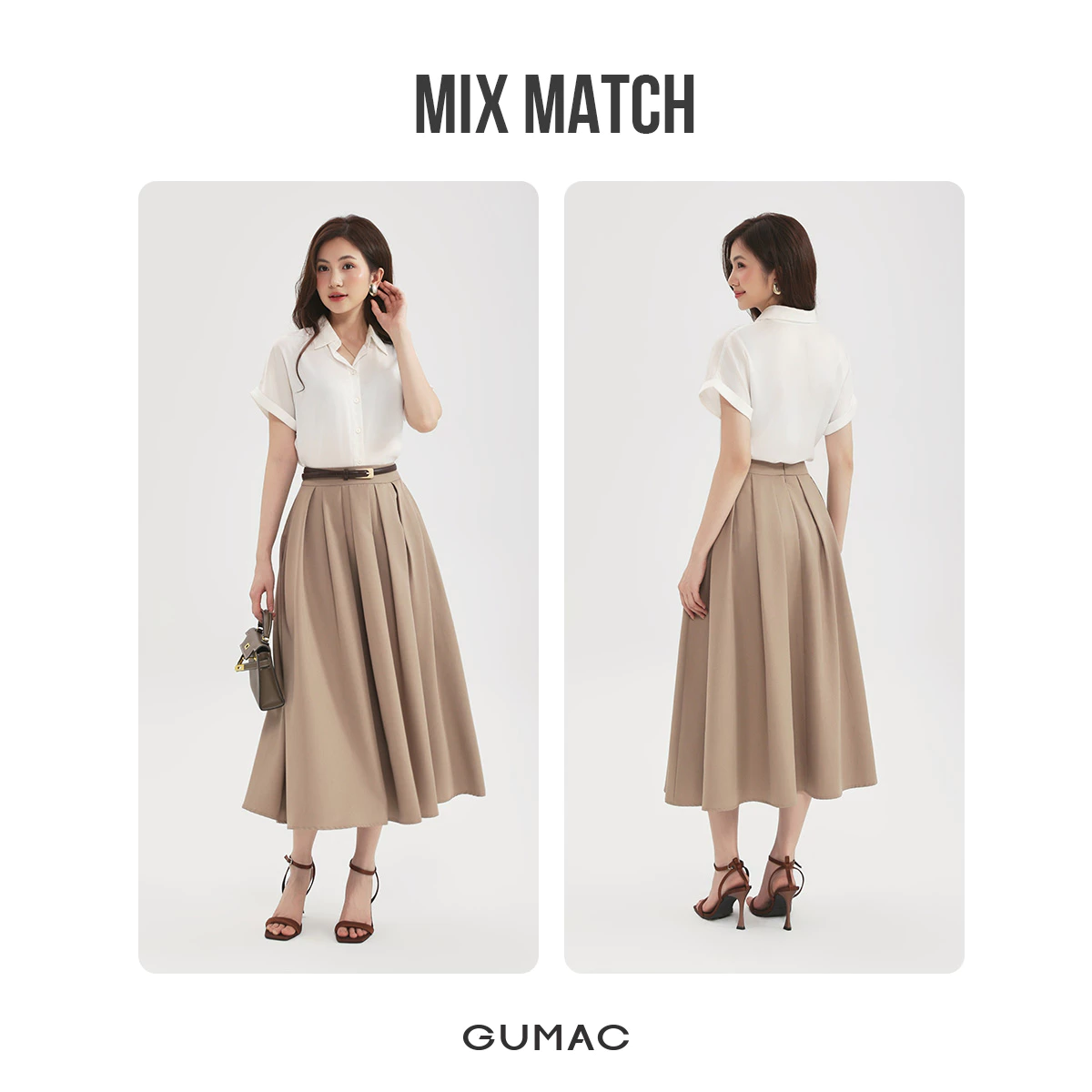 [NHẬP MÃ AFFTHAG GIẢM 99K] Áo Sơ Mi Nữ Công Sở GUMAC Tay Ngắn Áo Kiểu Nữ Lụa Ngọc Trai Cao Cấp Đi Học Đi Làm AE04036