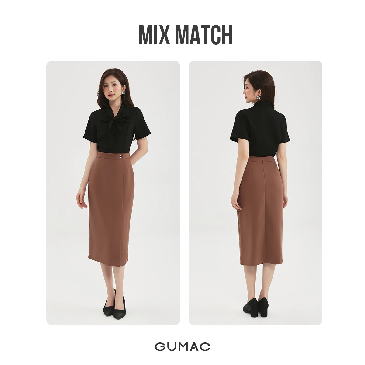 Chân Váy Bút Chì Nữ GUMAC Công Sở Lưng Cao Dáng Dài Xẻ Tà Đắp Chất Tuyết Mưa Cao Cấp LVE0107