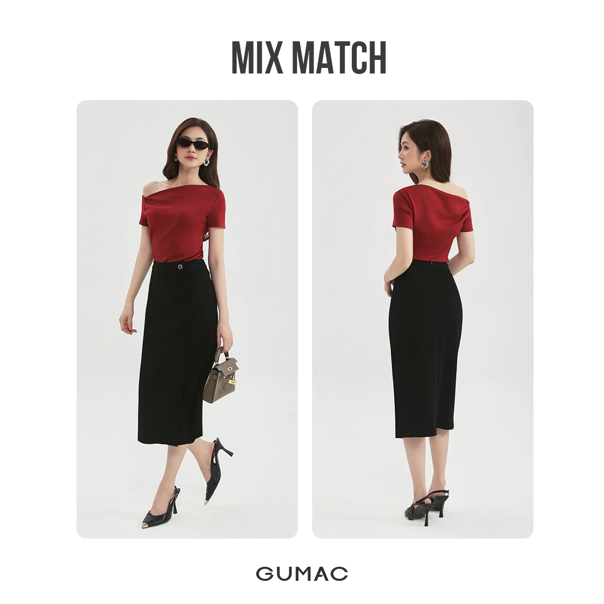 Chân Váy Bút Chì Nữ GUMAC Công Sở Lưng Cao Dáng Dài Xẻ Tà Đắp Chất Tuyết Mưa Cao Cấp LVE0107