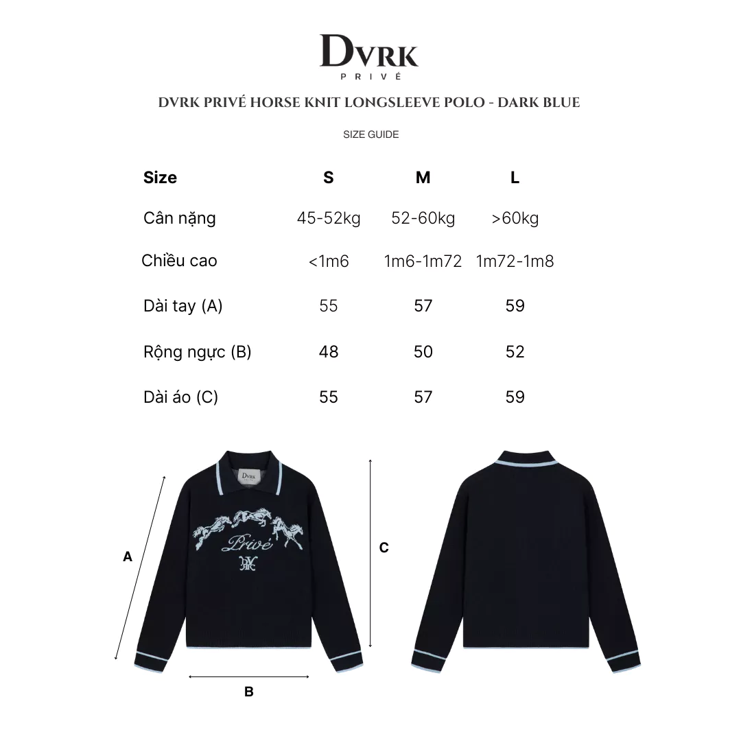 Áo Polo Tay Dài Nữ Form Regular DVRK Privé Chi Tiết Dệt Ngựa 2026 Knit Cao Cấp Local Brand
