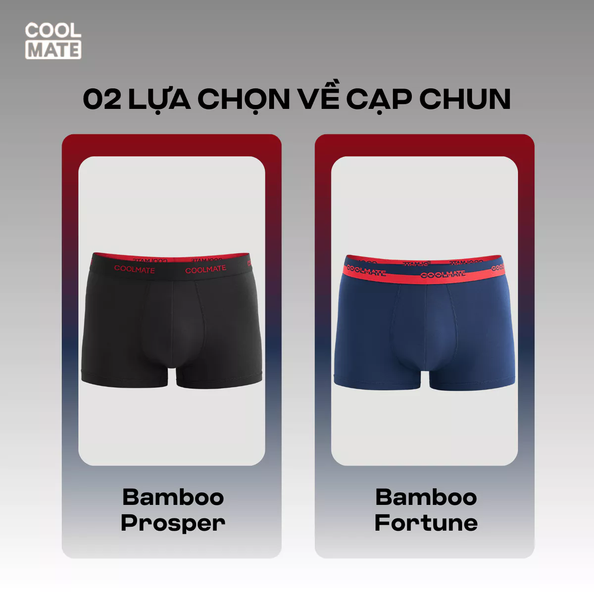 [BẢN GIỚI HẠN]Combo 03 quần lót nam Trunk Bamboo Prosper, Fortune kháng khuẩn Coolmate