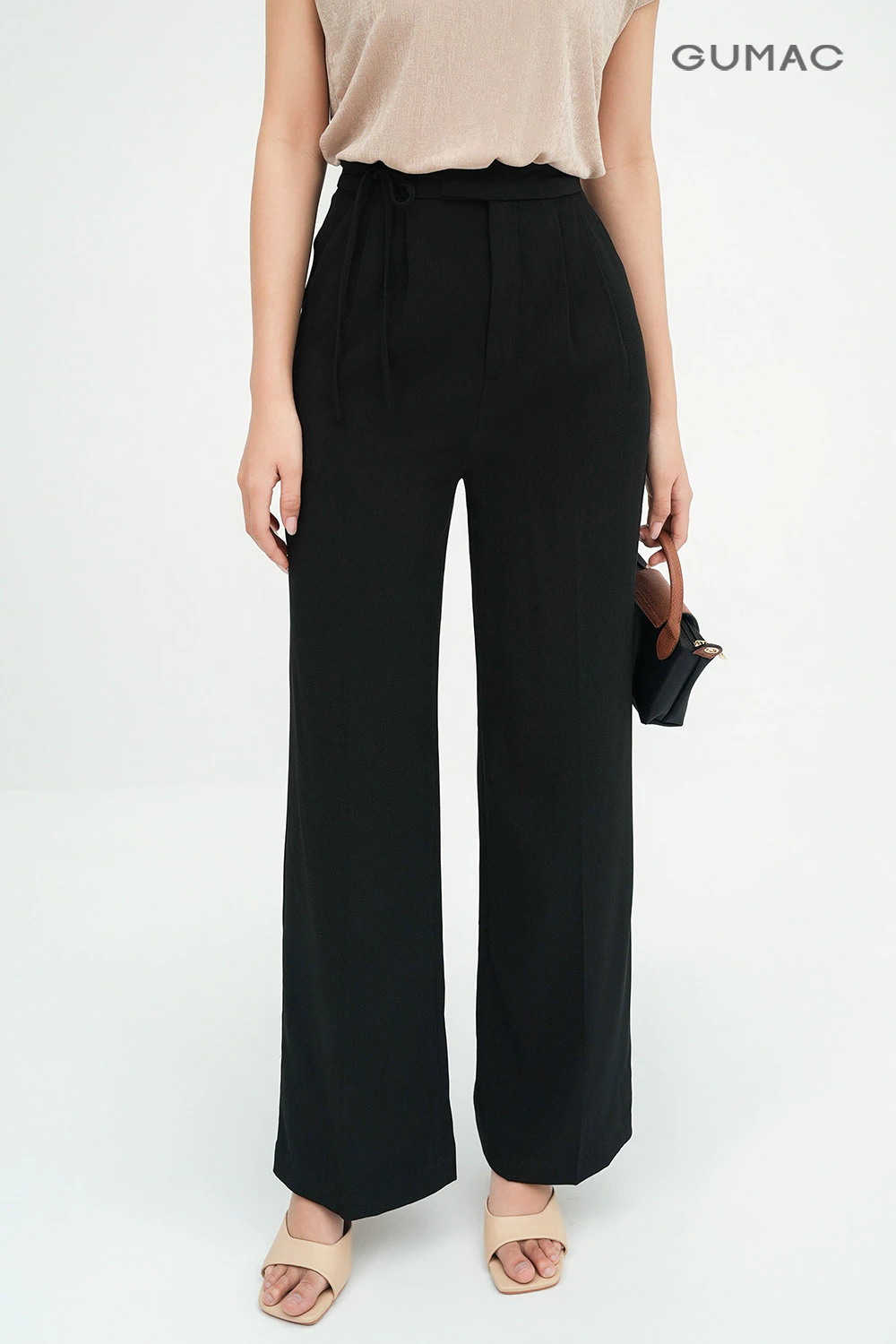 [NHẬP MÃ AFFTHAG GIẢM 99K] Quần Tây Nữ GUMAC Ống Suông Lưng Cao Phối Dây Thắt Nơ Có Túi LQF1012 - LQG0501 - LQG08091