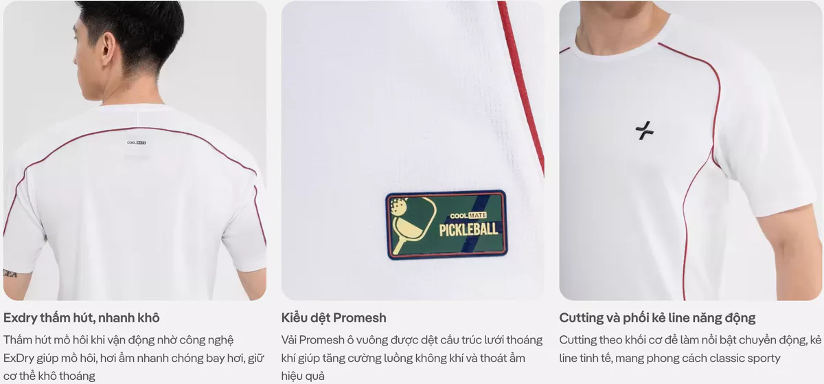 Set thể thao nam Pickleball Áo và Quần Short Essentials, Nhanh khô, Thoáng khí Thấm hút Coolmate